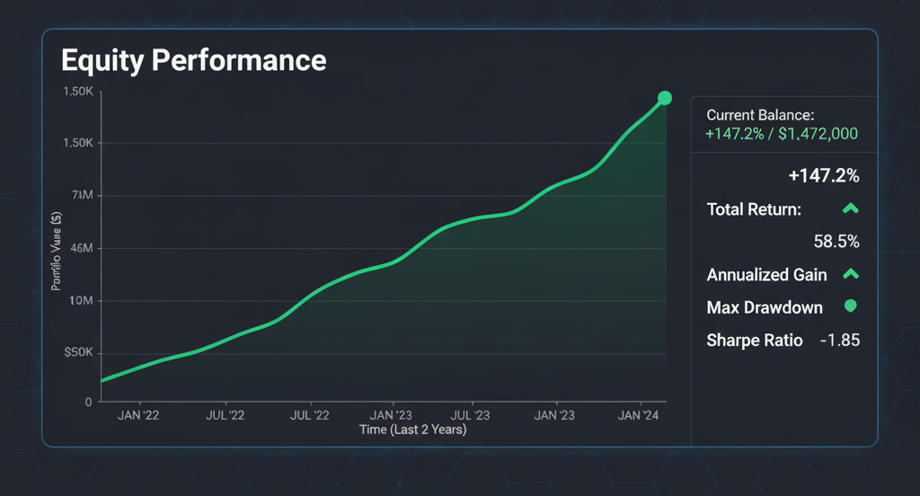 A mockup of the SharkSignals performance dashboard.